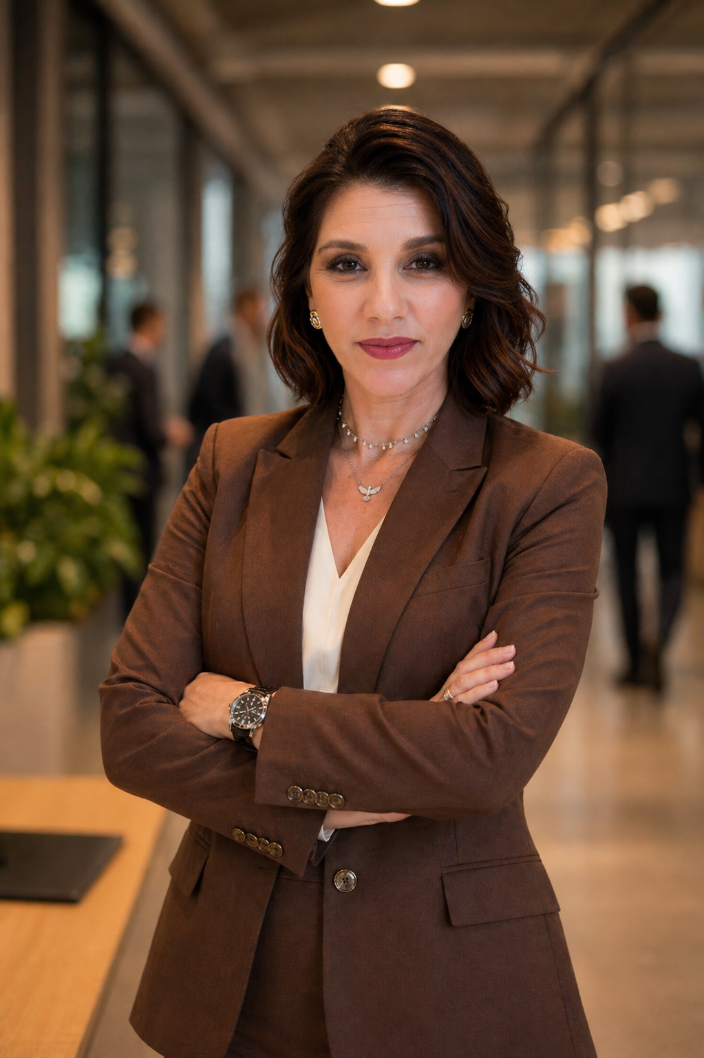 Karina Somenzari em ambiente corporativo